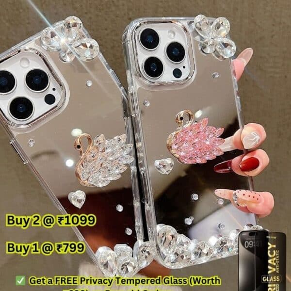 iPhone 16 Pro Max Back cover Mirror Flash Diamond Swan TPU (Soft)