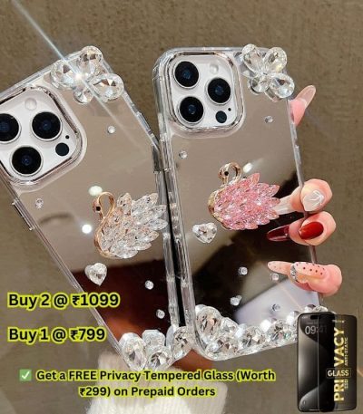 iPhone 16 Pro Max Back cover Mirror Flash Diamond Swan TPU (Soft)